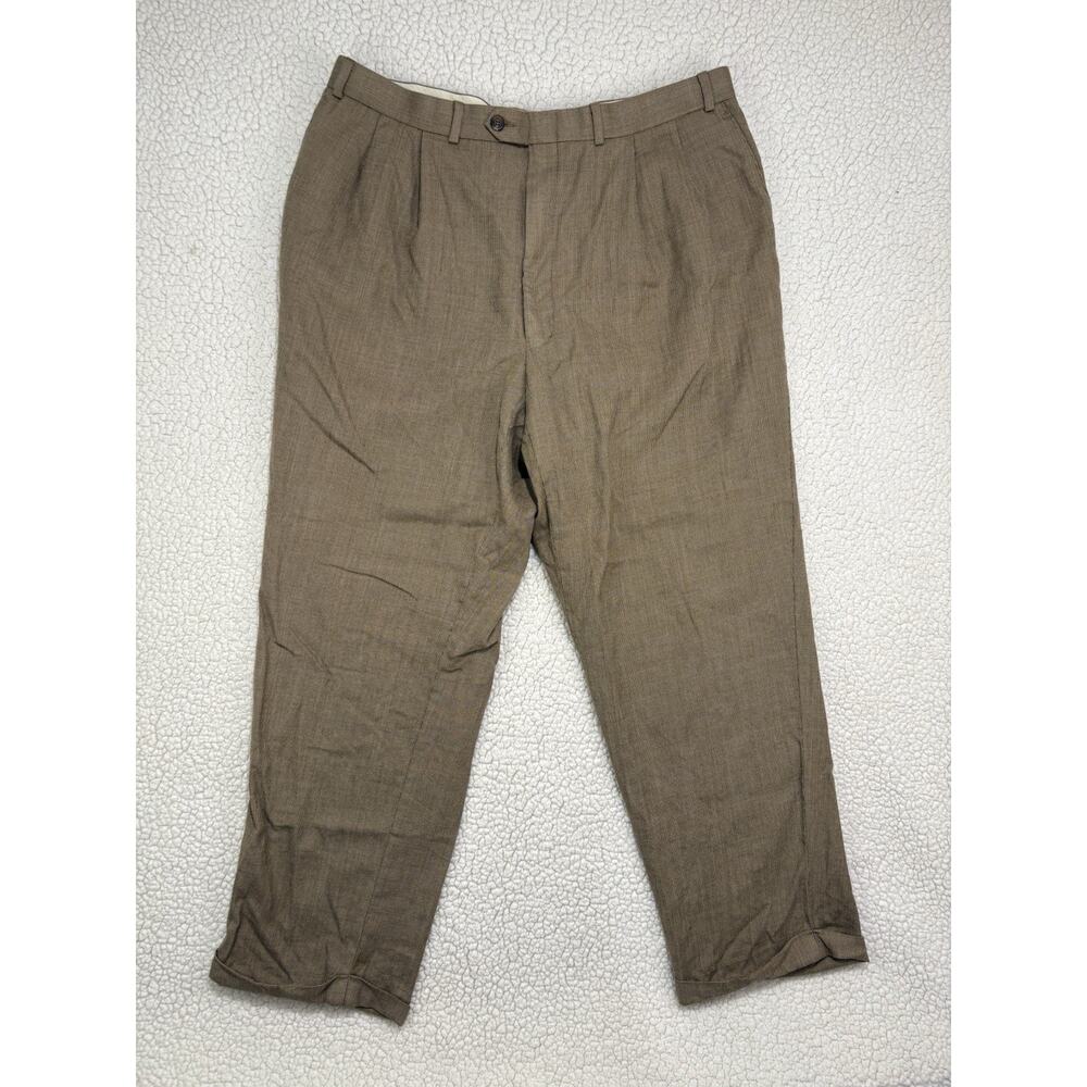 Lauren Ralph Lauren Mens Wool Dress Pants Total Comfort Pleated Cuff 36X30 Brown